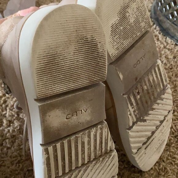 Aldo | Tan Lace Up Sherpa Fur Lined Combat Boots | 9 - Picture 8 of 8